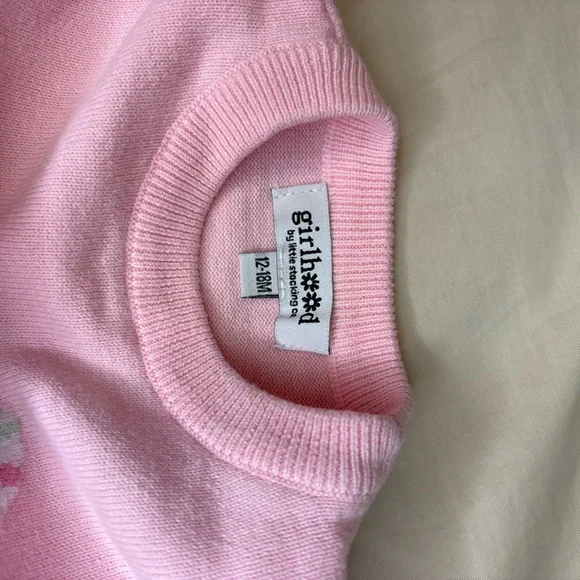 Pink Christmas Candy Cane Bow Soft Pink Sweater - Picture 2 of 2